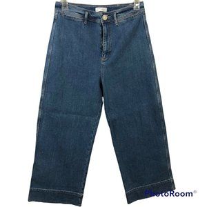 Loft Women's Medium Wash High Rise Cropped Wide Leg Denim Jeans Size 12